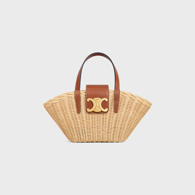 celine triomphe wicker mini basket tote bag